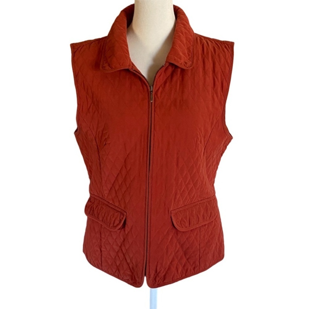 Christopher & Banks Women's Quilted Vest - Rust Orange. Size M. Full Zip.